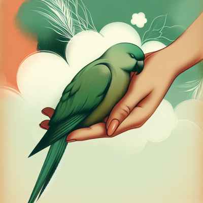 Una mano sostiene un loro verde, simbolizando conexión y comunicación en los sueños.